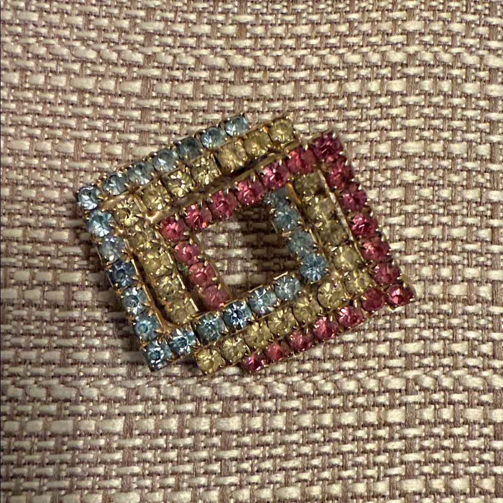Vintage Rhinestone Multi color Brooch